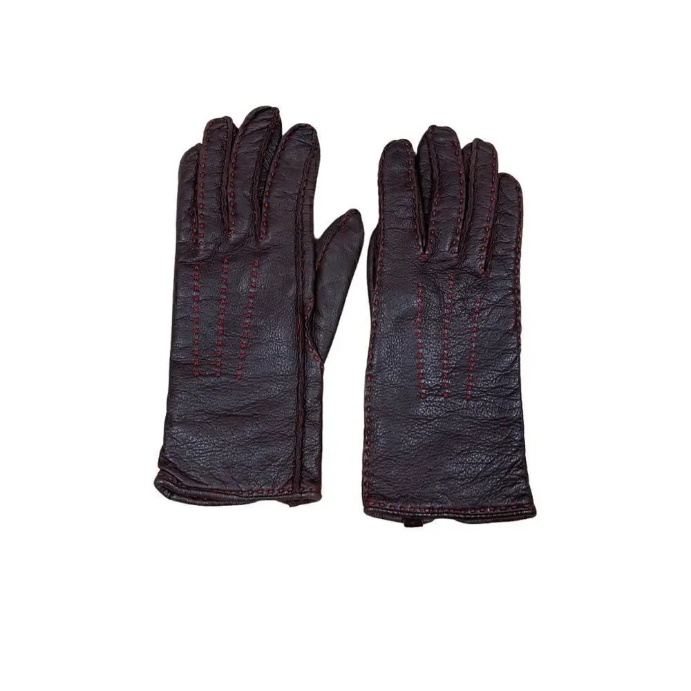 🌟Eddie Bauer🌟Women Red Brown Leather Gloves